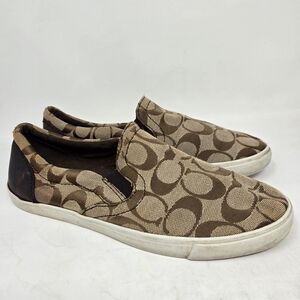 COACH Alegra Slip-On Sneakers Women’s 7.5 B Signature Jacquard Canvas Logo